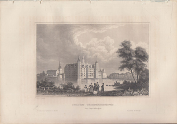 Schloss Friederichsburg bey Copenhagen (A Frederiksborg-kastly Koppenhgban, Dnia, Eurpa) (16x23,5 cm lapmret eredeti aclmetszet, 1856-bl)