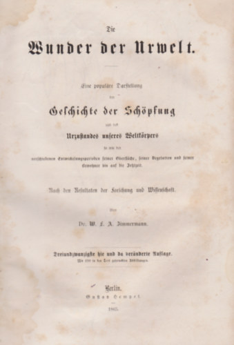 W.F.A.Zimmermann - Die Wunder der Urwelt