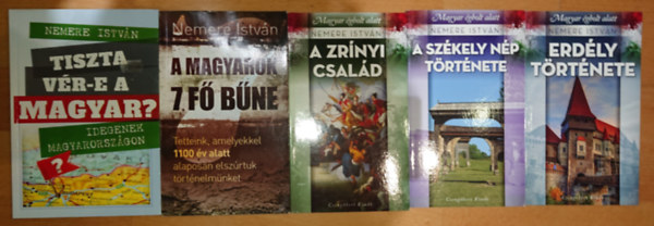 Nemere Istv�n - 5 k�nyv Nemere Istv�nt�l a magyar t�rt�nelemrr�l: Erd�ly t�rt�nete, Tiszta v�r-e a magyar?, A magyarok 7 f� b�ne, A Zr�nyi csal�d, A sz�kely n�p t�rt�nete