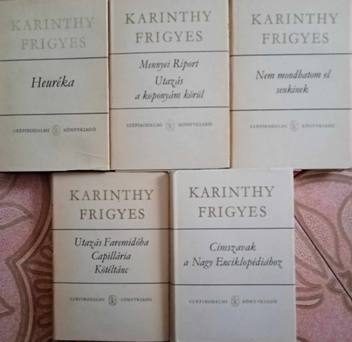 Karinthy Frigyes - Karinthy Frigyes vlogats (5ktet) Heurka  (Karcolatok, humoreszkek) / Mennyei riport + Utazs a koponym krl / Nem mondhatom el senkinek (Versek) / Utazs Faremidba + Capillria + Ktltnc / Cmszavak a nagy enciklopdihoz (C