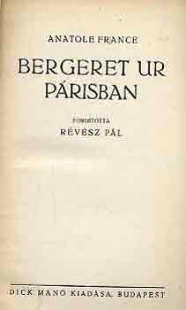 Anatole France - Bergeret ur P�risban