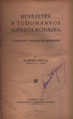 Kornis Gyula - Bevezets a tudomnyos gondolkodsba (A tudomny fogalma s rendszere)