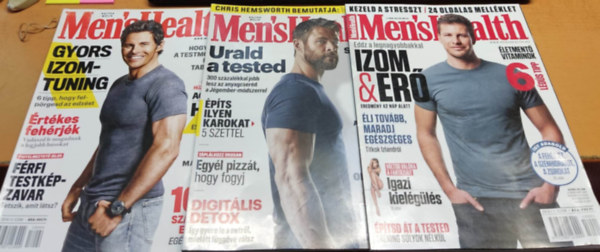 3 db Men's Health Magazin, szrvnyszmok, sajt fot