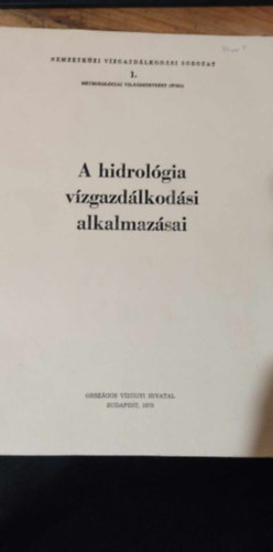 A hidrol�gia v�zgazd�lkod�si alkalmaz�sai