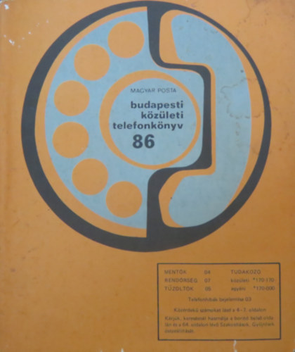 Budapesti közületi telefonkönyv 1986