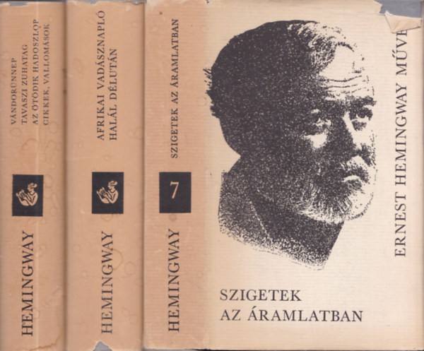 Ernest Hemingway - 3 db knyv az Ernest Hemingway Mvei sorozatbl: Afrikai vadsznapl - Hall dlutn + Szigetek az ramlatban + Vndornnep - Tavaszi zuhatag - Az tdik hadoszlop - Cikkek, vallomsok