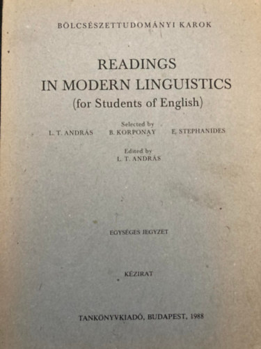 L. T. Andrs - Readings in Modern Linguistics (for Students of English)