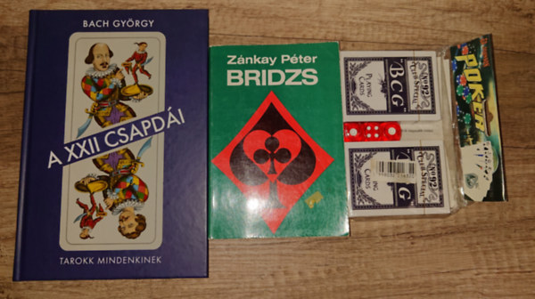 Z�nkay P�ter, Bach Gy�rgy - 2 k�nyv a k�rty�r�l: Bridzs, a XII. csapd�ja  aj�nd�k pakli  franciak�rty�val + 3 kocka