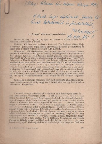 A Nyugat debreceni kapcsolataihoz - József Attila a mai munkásifjúság előtt