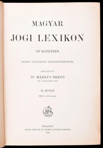 M�rkus Dezs� - Magyar Jogi Lexikon II.