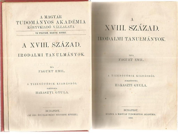 Faguet Emil - A XVIII. szzad-Irodalmi tanulmnyok