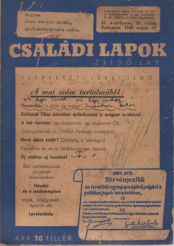 K�pes csal�di lapok - 61. �vf. 20. sz.