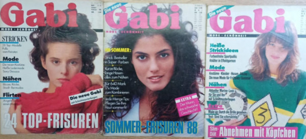 3 db Gabi kézimunka magazin (német nyelvű): 1988 január-február, 1988. március, 1988. május