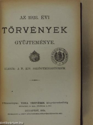 Az 1923. vi trvnyek gyjtemnye