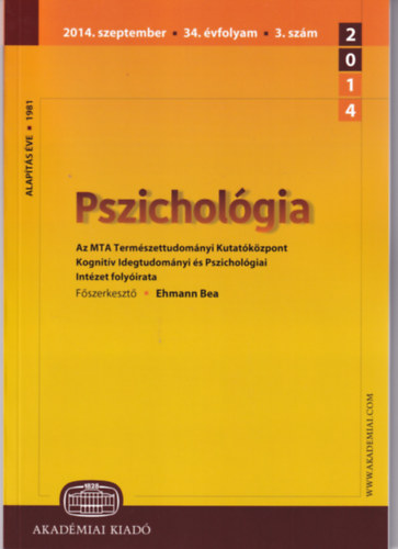 Ehmann Bea - Pszicholgia 2014. szeptember - 34. vfolyam 3. szm