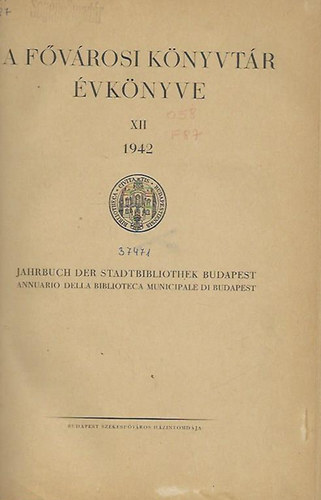 A Fővárosi Könyvtár évkönyve XII. 1942.