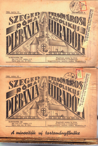 P. Mer�nyi L. Vince - 10 db Szegedi Fels�v�rosi R�mai Katolikus Pl�b�nia H�rmond�ja