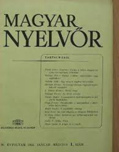 Akad�miai Kiad� - Magyar nyelv�r - 95. �vfolyam - 1971 - teljes