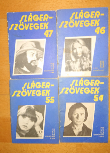 4 szm a Slgerszvegek cm kiadvnybl: Slgerszvegek 46, Slgerszvegek 47, Slgerszvegek 54, Slgerszvegek 55