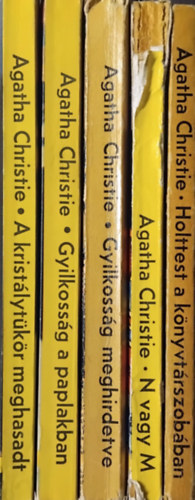 Agatha Christie - 5db Agatha Christie könyv (A kristálytükör meghasadt, Gyilkosság a paplakban,Gyilkosság meghirdetve,N vagy M, Holtest a könyvtárszobában)