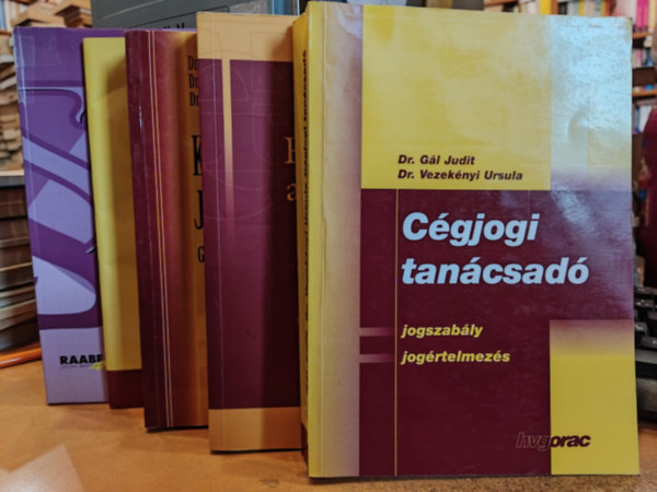Dr. Dr. Gl Judit, Dr. Vezeknyi Ursula, Trk Tams, Dr. Bencze Lszl, Gellrthegyi Istvn, dr. Kocsis-Kupper Zsuzsanna, Dr. Bodor Mria Zsuzsanna, Dr. Koday Zsuzsanna, Dr. L Pl Lajos - 5 db Eurpai jog: A vezet tisztsgviselkre vonatkoz szablyok;Cgjogi tancsad; Felelssg a trsasgi jogban; Krnyezetvdelmi jogi tmutat; Trsasgi s cgjoggal kapcsolatos brsgi hatrozatok gyjtemnye