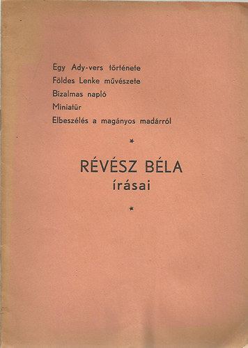 Révész Béla írásai
