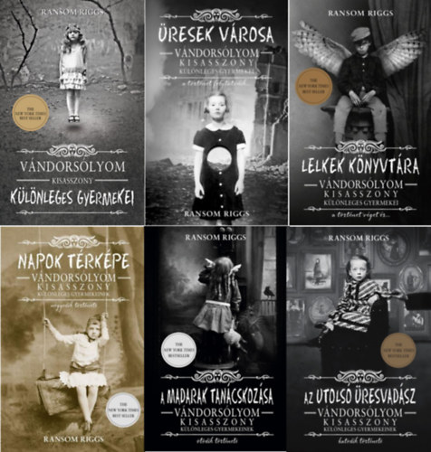 Ransom Riggs - V�ndors�lyom kisasszony k�l�nleges gyermekei sorozat 1-6. (V�ndors�lyom kisasszony k�l�nleges gyermekei, �resek v�rosa, Lelkek k�nyvt�ra, Napok t�rk�pe, A madarak tan�cskoz�sa, Az utols� �resvad�sz)