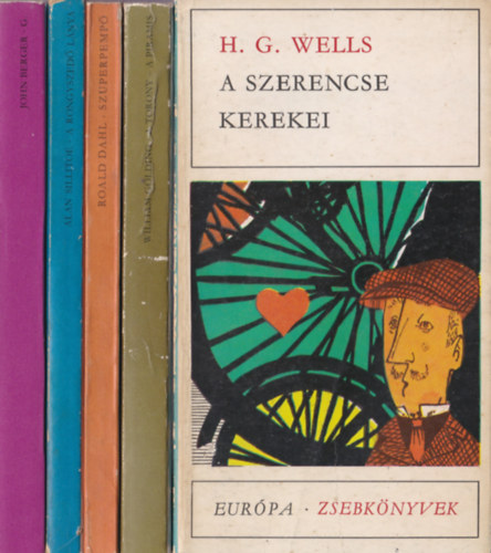 William Golding, Roald Dahl, Alan Sillitoe, John Berger H. G: Wells - 5 db. Eur�pa zsebk�nyv: A szerencse kerekei - A torony/A piramis - Szuprpemp� - A rongyszed� l�nya - G.