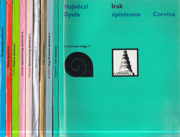 9 db. Az építészet világa (Irak építészete + Nagy-Britannia építészete I. + Itália építészete I-II. + Spanyolország építészete I-II. + Bulgária építészete + Dánia építészete + Görögország építészete)