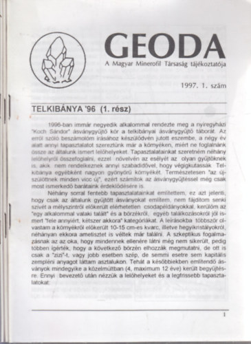Geoda 1997/1-3. (teljes vfolyam, 3 db. lapszm)- A Magyar Minerofil Trsasg tjkoztatja