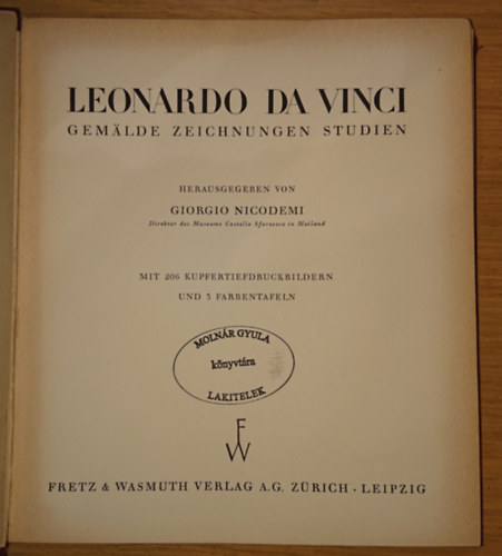 Giorgio Nicodemi - Leonardo Da Vinci� - Gem�lde, Zeichnungen, Sudien