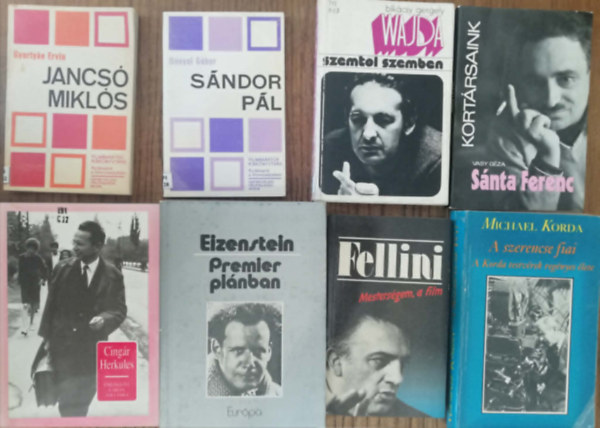 8 k�tet filmes h�ress�gek �letrajzi k�nyveib�l (Jancs� Mikl�s, S�ndor P�l, Wajda, S�nta Ferenc, F�bi�n Zolt�n, Eizenstein, Fellini, Michael Korda)