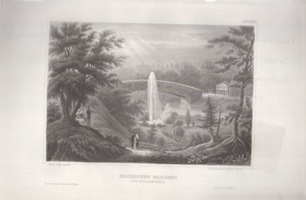 Fairmont Gardens ( Kertek, Phyladelphia, Pennsylvania, Amerika) (16x23,5 cm mret eredeti aclmetszet, 1856-bl)