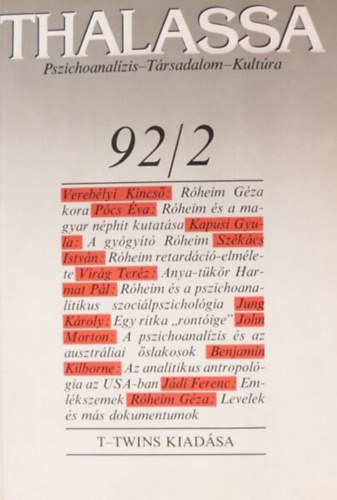 Thalassa 92/2. (Pszichoanalízis-társadalom-kultúra)