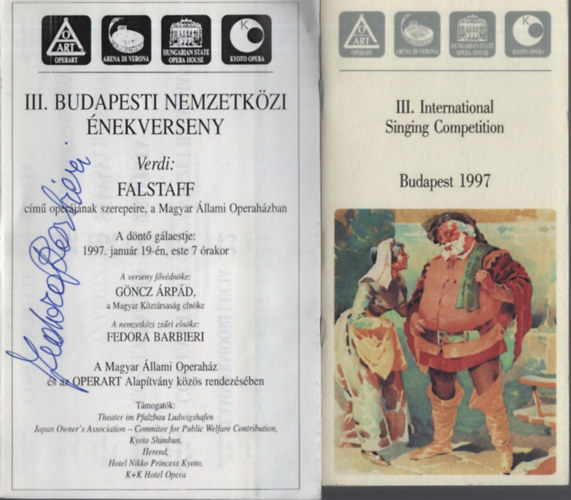 III. Budapesti Nemzetkzi nekverseny (2 db. msorfzet)- Fedora Barbieri (zsrielnk) ltal alrt