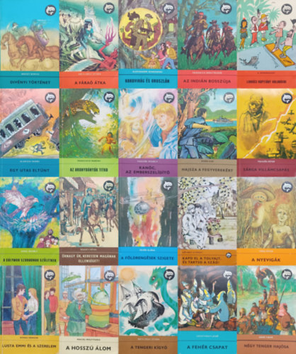 Breszt Borisz, Padis�k Mih�ly, A. Nyekraszov, Maciej Wojtyszko, R�th-V�gh Istv�n, Tekn�s P�ter, Do�n Gi�i, T�ke P�ter, Alaksza Tam�s, D�n� Tibor, Simai Mih�ly, Sze Aleksander Minkowski - 20 db Delfin k�nyv: Kardvir�g �s oroszl�n + Div�nyi t�rt�net  + Kan�c, az emberszel�d�t� + Link�ci kapit�ny kalandjai + A hossz� �lom + A tengeri k�gy� +  S�rga vill�mcsap�s + Hajsza a fegyverek�rt + A nyevig�k + Egy utas elt�n
