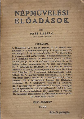 Pass Lszl - Npmvelsi eladsok