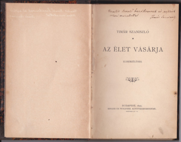 Timr Szaniszl - Az let vsrja. Elbeszlsek.(Dediklt)