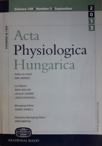 Monos Emil (főszerk) - Acta Physiologica Hungarica Volume 100, Number 3, September 2013