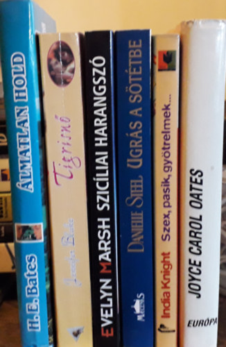 6 db romantikus k�nyv: Bates: �lmatlan hold+Blake:Tigrisn�+Marsh:Szic�liai harangsz�+Steel:Ugr�s a s�t�tbe+Knight:Szex,pasik,gy�trelmek...+Oates:J� �tv�gyat,Amerika!