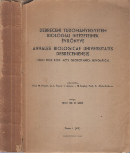 R. So� - Debreceni Tudom�nyegyetem Biol�giai Int�zet�nek �vk�nyve