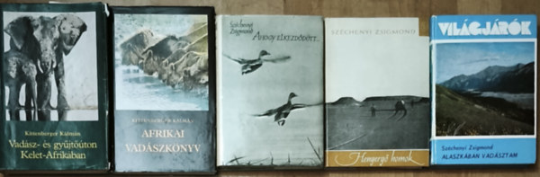 Kittenberger Kálmán Széchenyi Zsigmond - 5db vadászattal kapcsolatos regény - Széchenyi Zsigmond-Alaszkában vadásztam, Hengergő homok, Ahogy elkezdődött..., Kittenberger Kálmán-Afrikai vadászkönyv, Vadász- és gyüjtőúton Kelet-Afrikában