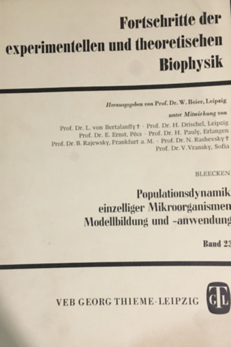 Dr. W. Beier - Pupulatiomsdynamik einzelliger Mikroorganismen Modellbildung und -anwendung