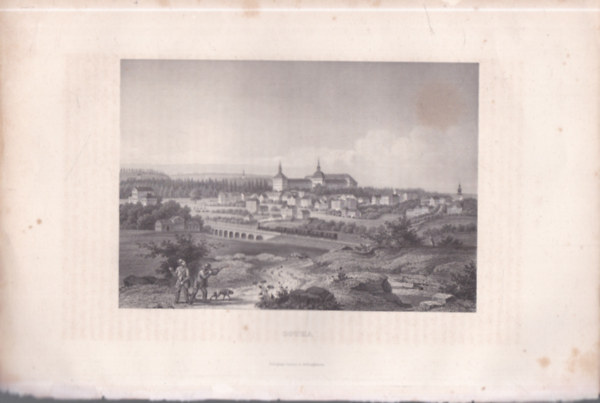 Gotha látképe - eredeti litográfia (metszet)