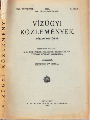 Kenessey Bla  (szerk.) - Vzgyi kzlemnyek XVI. vf. 4. szm. 1934