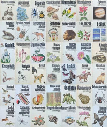 K�kay Szab� Orsolya, Tasn�di Kubacska Andr�s, Dr. Endr�di Seb�, Dr. Krolopp Endre, Vargha B�la, Debreczy Zsolt, Csaba Gy�rgy G�bor, Janisch Mikl�s, V�s�rhelyi Tam�s, Farka P�nzes Bethen - 42 db B�v�r Zsebk�nyv: �llatkerti eml�s�k + �sv�nyok + Bogarak + Csig�k, kagyl�k + D�szmadarak + D�szn�v�nyek + �gitestek + Egzotikus h�ll�k + Egzotikus rovarok + Egyszervolt �llatok + Emberek + Emberel�d�k + F�k, bokrok + Felh�