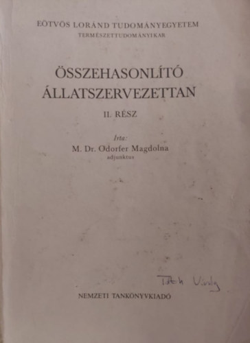 M. Dr. Odorfer Magdolna - sszehasonlt llatszervezettan II.