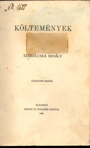 Szabolcska Mihály - Költemények