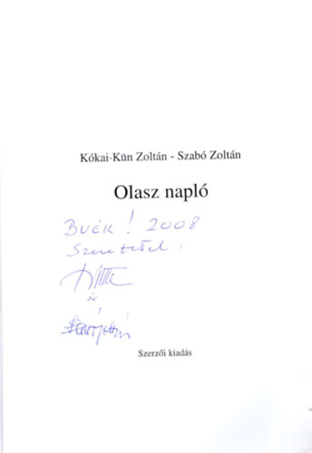 K�kai-K�n Zolt�n - Olasz napl�- dedik�lt