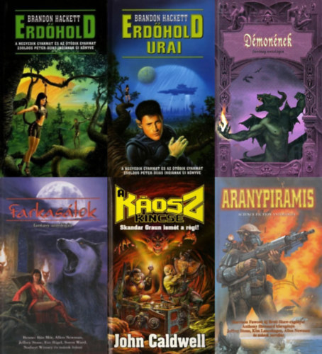 John Caldwell, Douglas Rowland, Raoul Renier, Bán Mór, Allen Newman, Benjamin Rascal, Annie Warden, Norbert Winney, Soren Ward, Jeffrey Stone, Eve Rigel, Tim Morgan, Marco Caldera, Brandon Hackett - 6 db Cherubion Fantasy Exkluzív és Cherubion Science Fiction antológia: Erdőhold + Erdőhold ura + Farkasátok - Fantasy antológia + Démonének - Fantasy antológia + A Káosz kincse + Aranypiramis - Science fiction antológia